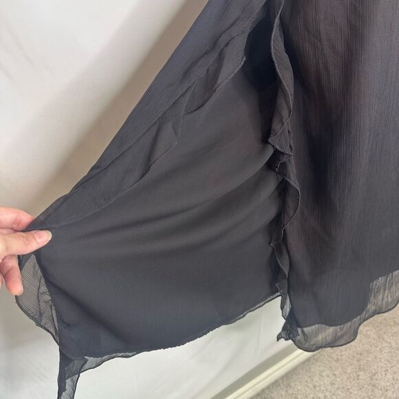 Future Collective Asymmetrical Black Ruffle Maxi Skirt Size 12 - Picture 9 of 12